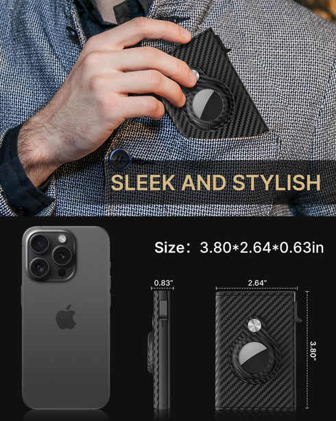 Typecase Mens Wallet Card Holder for Tracker: Leather Smart Wallet for Men Compatible with Apple Tracker, RFID Blocking, Slim, Minimalist - 9-14 Card Capacity | ID Window | Cash Slot